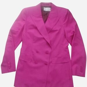 Double Breasted Blazer Jacket Women's 42R Suistudio Pink Fuschia Luxury Vitale